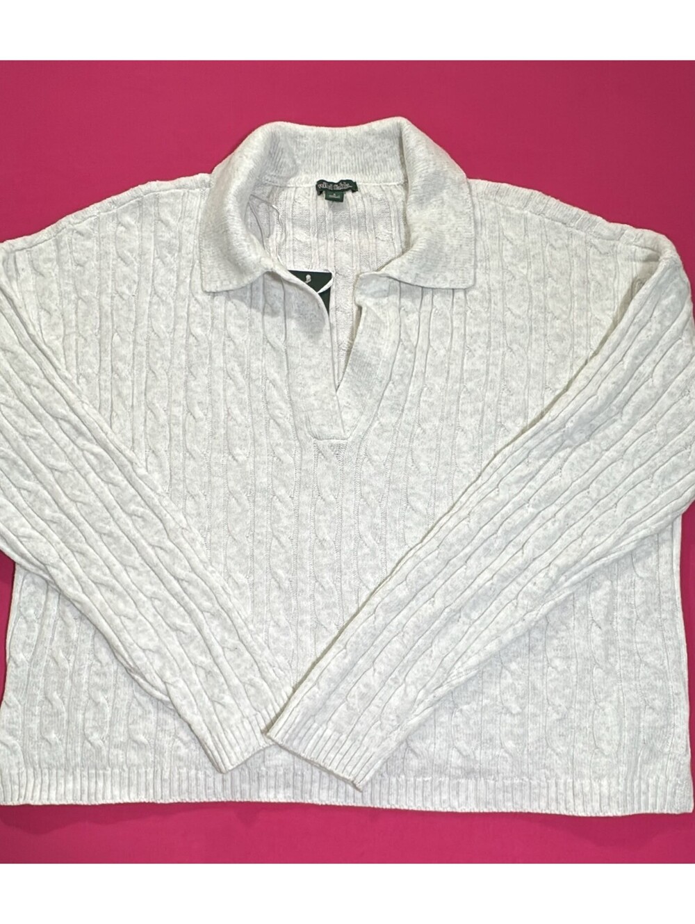 Wild Fable Cable Knit Collar Sweater Gray Polo Style Size S New